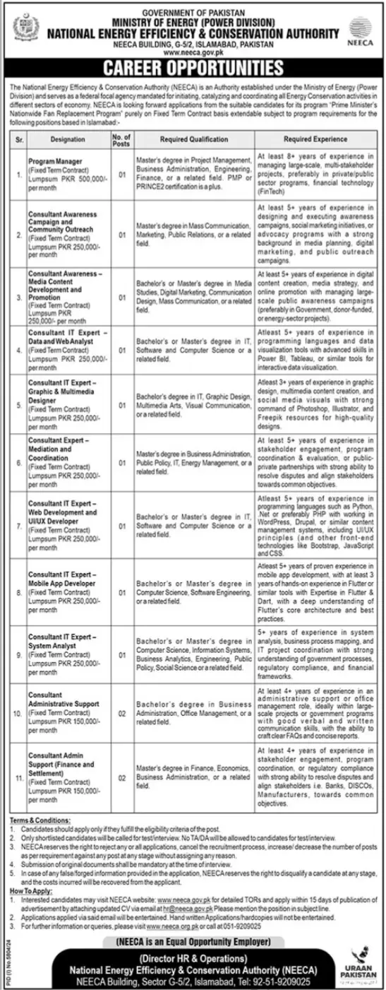 NEECA Jobs 2025 Advertisement