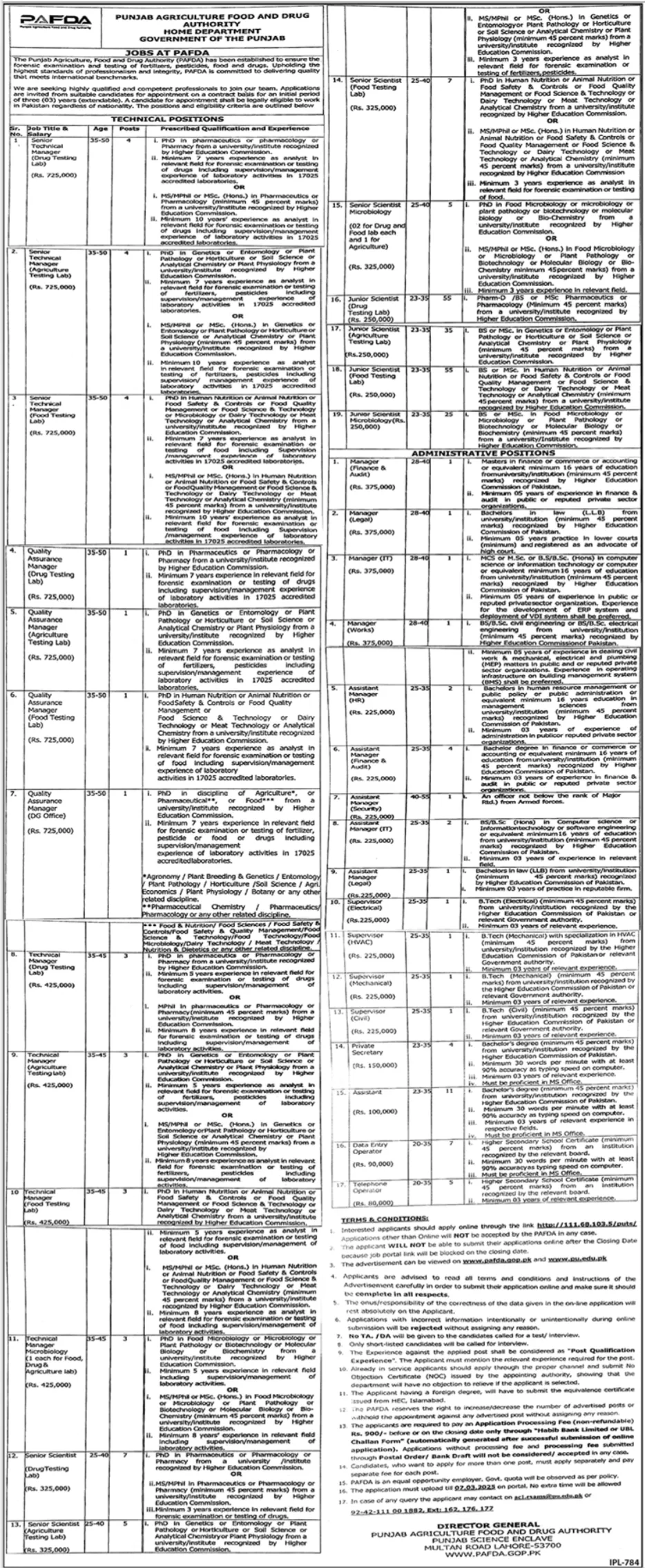 PAFDA Jobs 2025 Advertisement