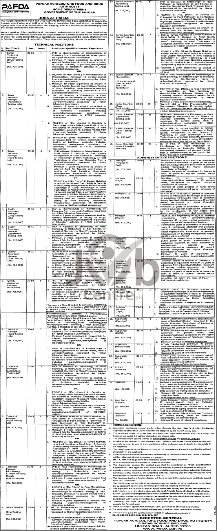 PAFDA Jobs 2025 Advertisement