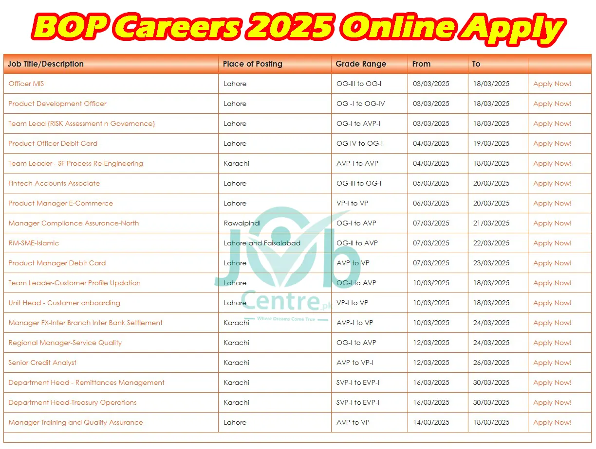 BOP Careers 2025 Advertisement