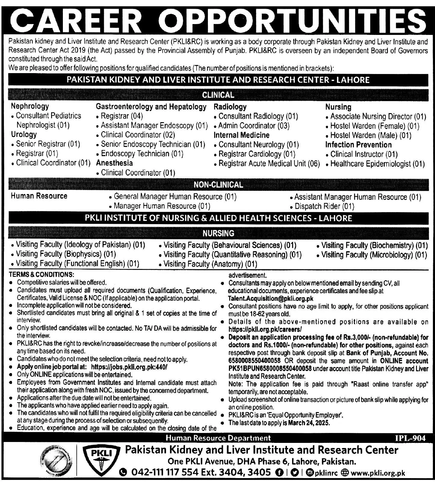 PKLI Jobs 2025 Advertisement