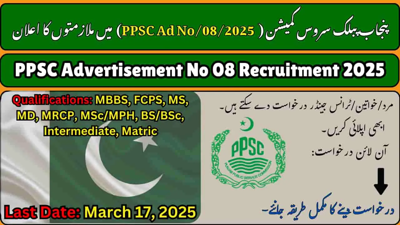 PPSC Advertisement No 08 Recruitment